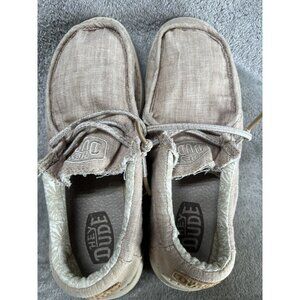 Hey Dude Shoes Youth 4 Wally Sneakers Slip On Light 030130500 Beige Fabric